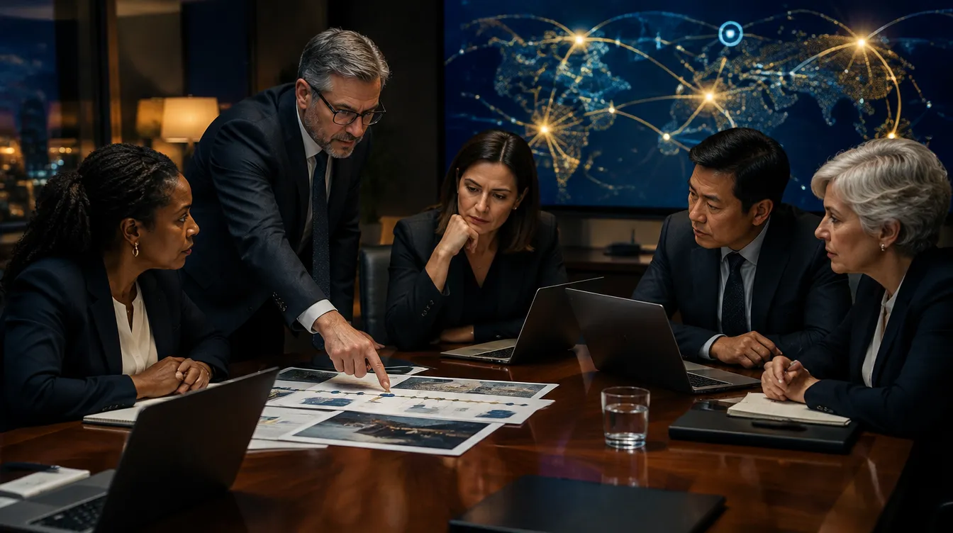 Leaders working through a ransomware tabletop exercise around a conference table